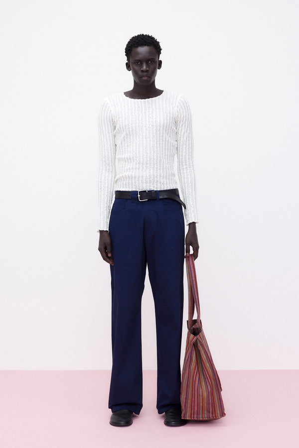 Pants Wide Leg Cotton, Navy