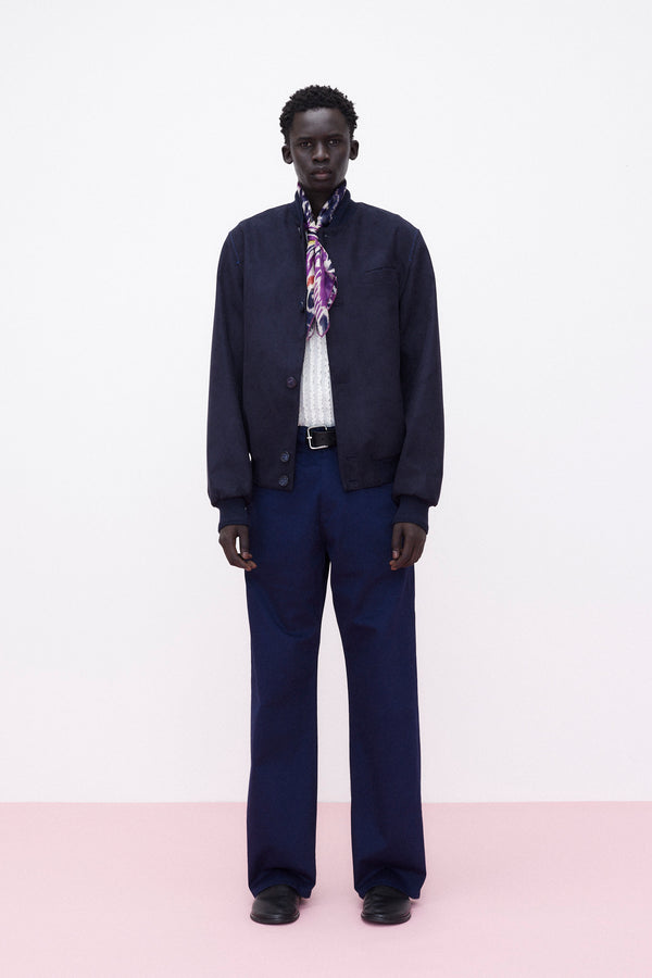 Bomber Faux-Sued, Navy