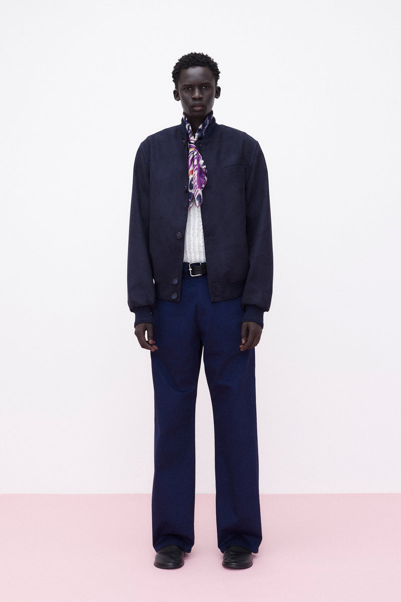 Bomber Faux-Sued, Navy