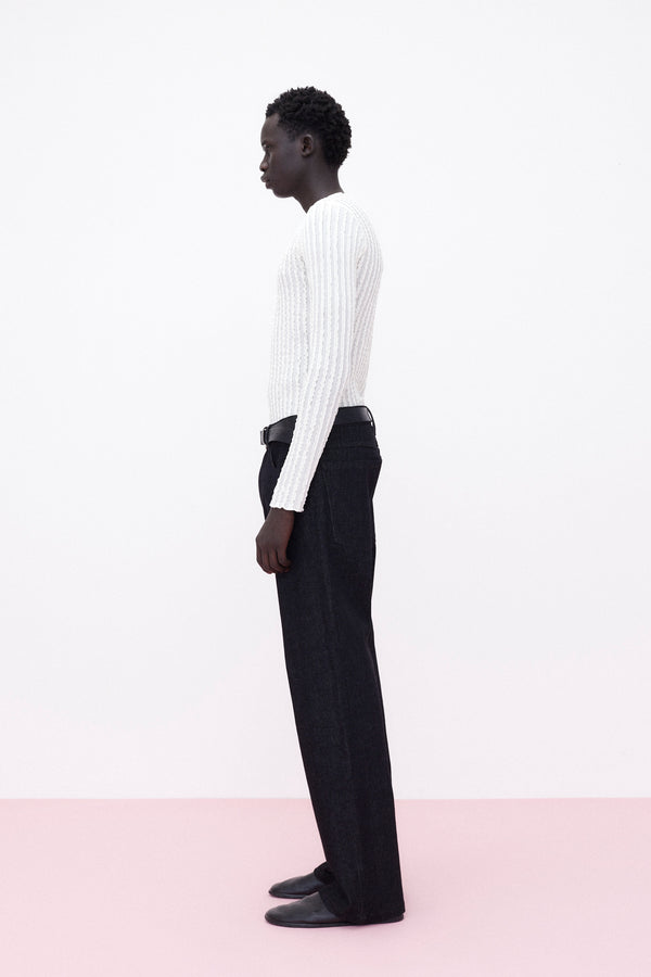 Jeans Wide Leg, Black Denim
