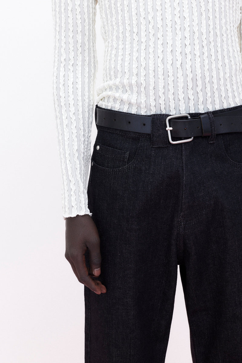 Jeans Wide Leg, Black Denim