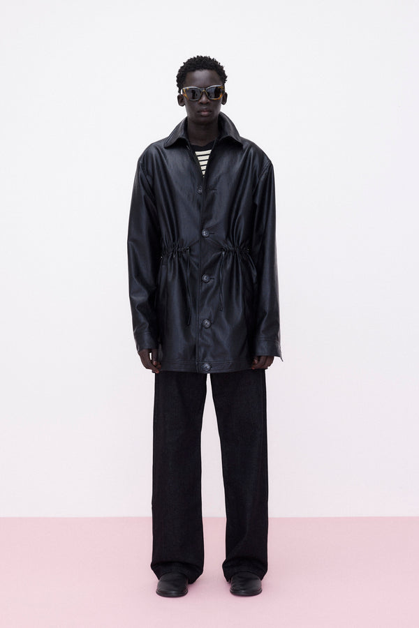 Parka Faux-Leather Perforated, Black