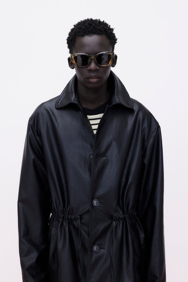 Parka Faux-Leather Perforated, Black