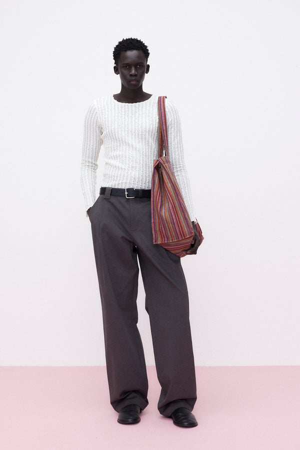 Trousers Pleated Soft Cotton, Brown