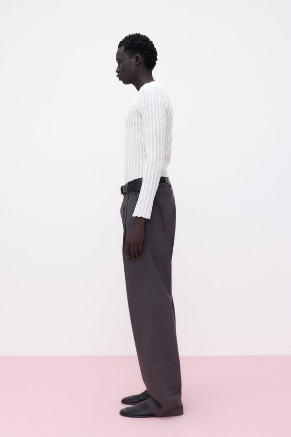 Trousers Pleated Soft Cotton, Brown