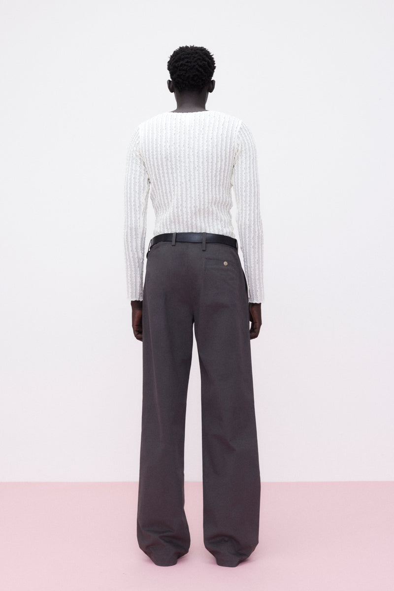 Trousers Pleated Soft Cotton, Brown
