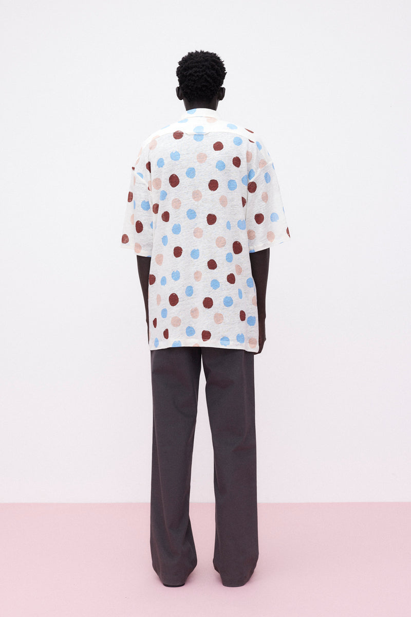 Short Sleeve Shirt Knitted Linen Dots