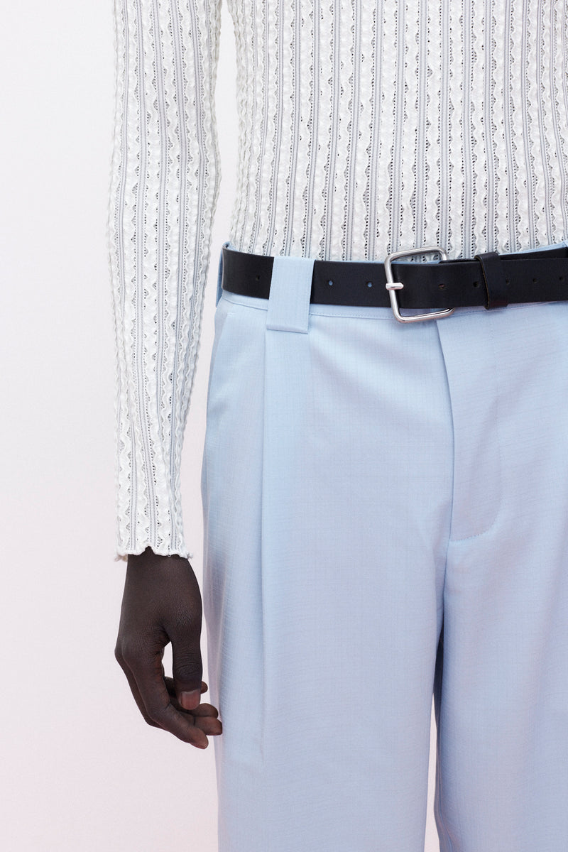 Trousers Pleated Virgin Wool, Light-Blue