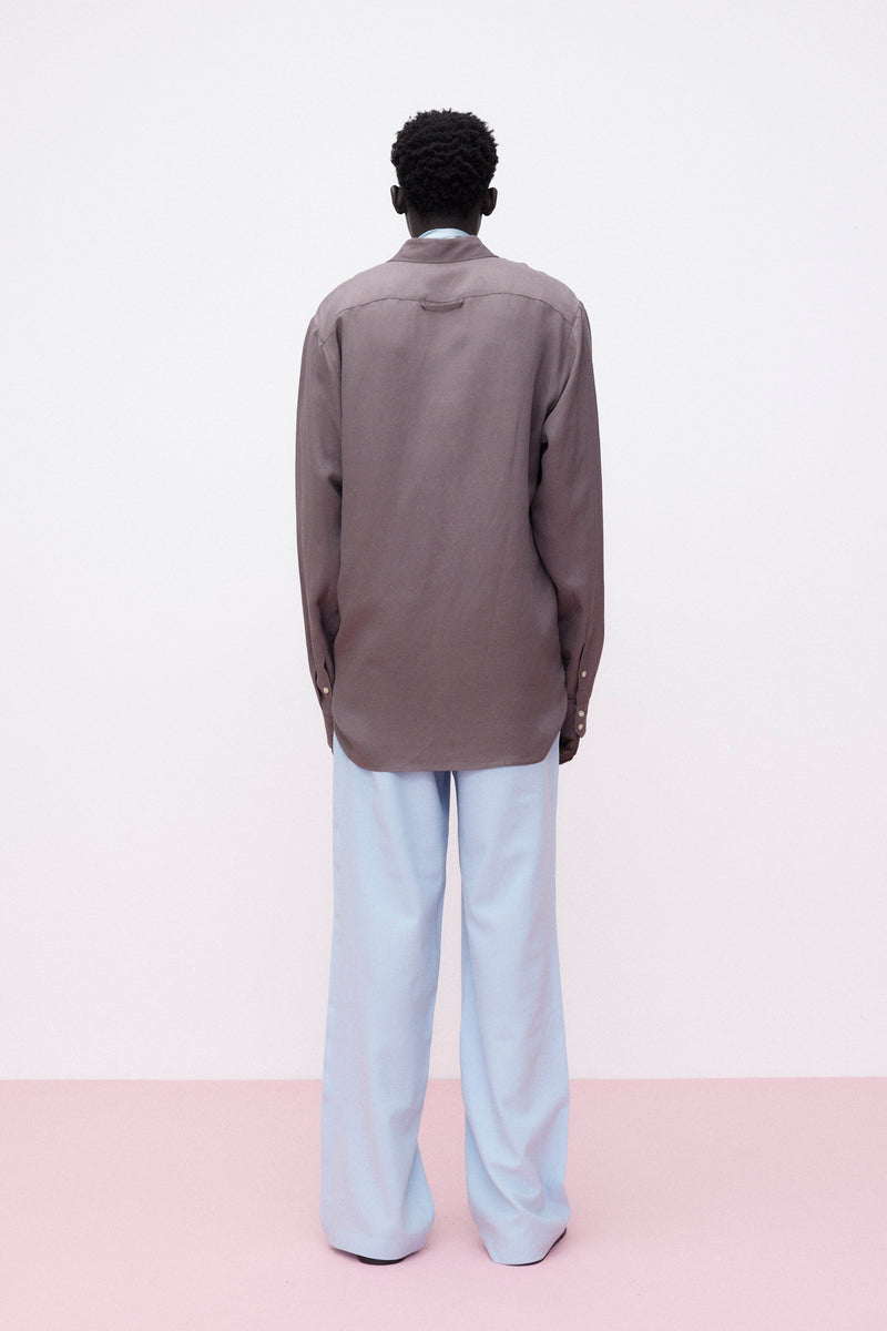 Shirt Classic Rayon Linen Blend, Brown