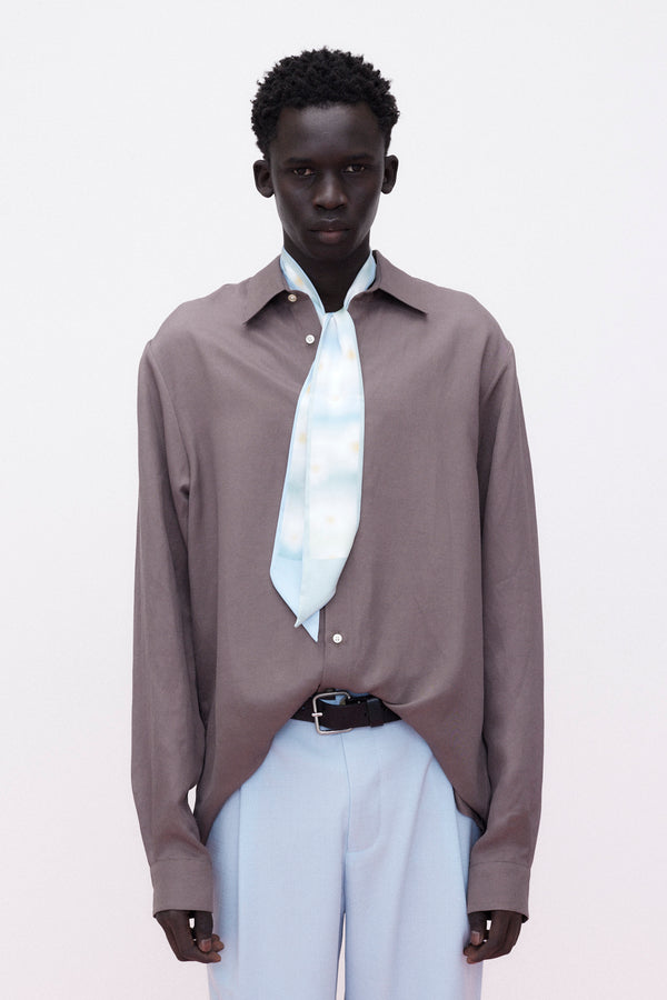 Shirt Classic Rayon Linen Blend, Brown