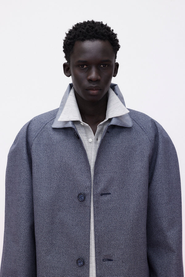 Coat Raglan Checked Cotton, Black & White