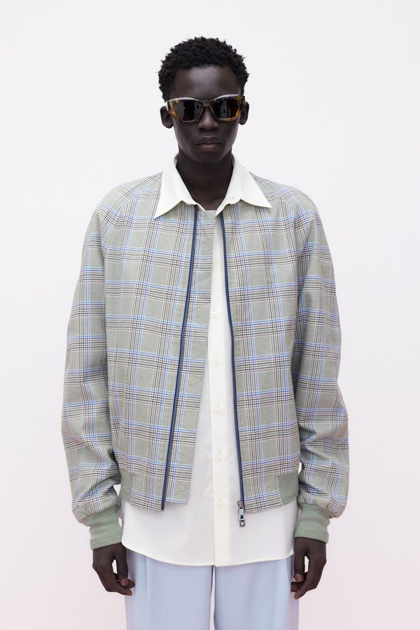 Baseballjacket Cotton Checked, Green