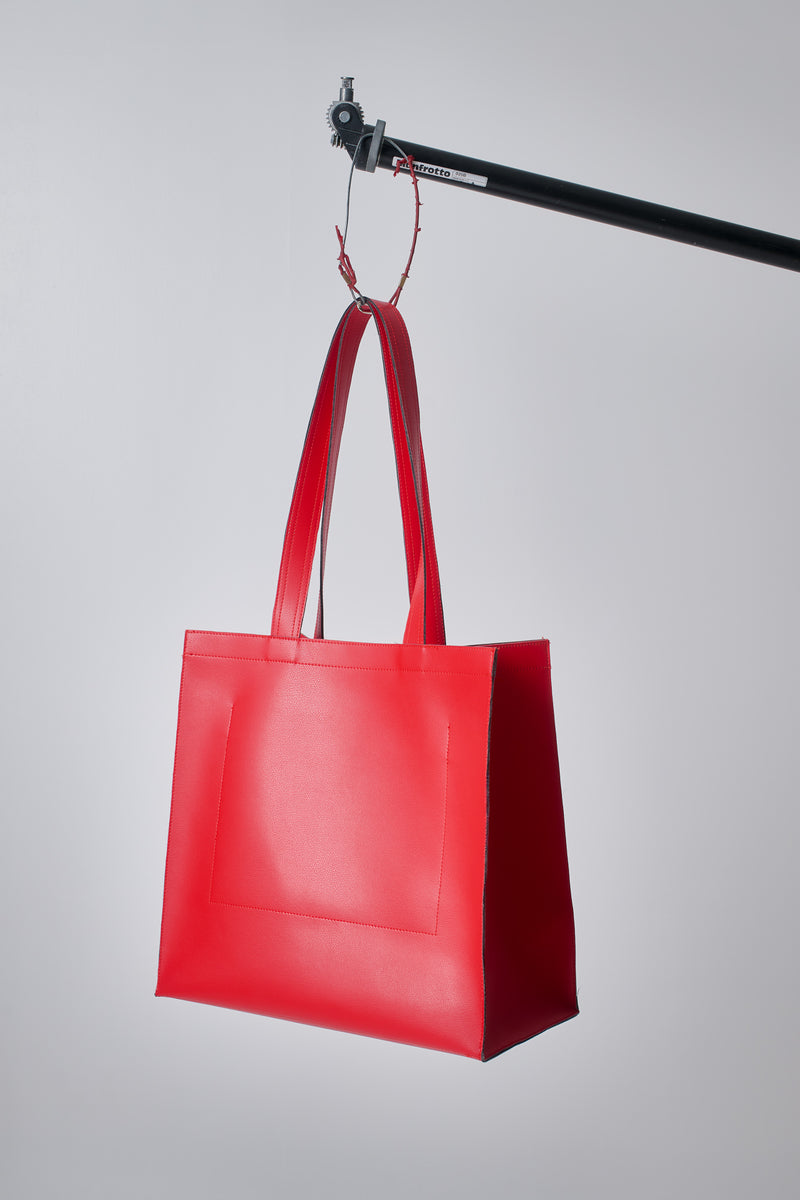 Shopping Bag Faux-Leather, Red