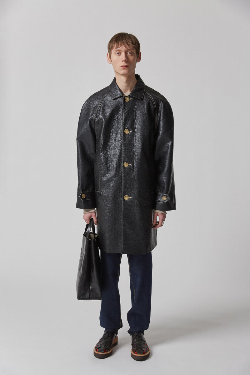 Coat Faux-Leather, Black