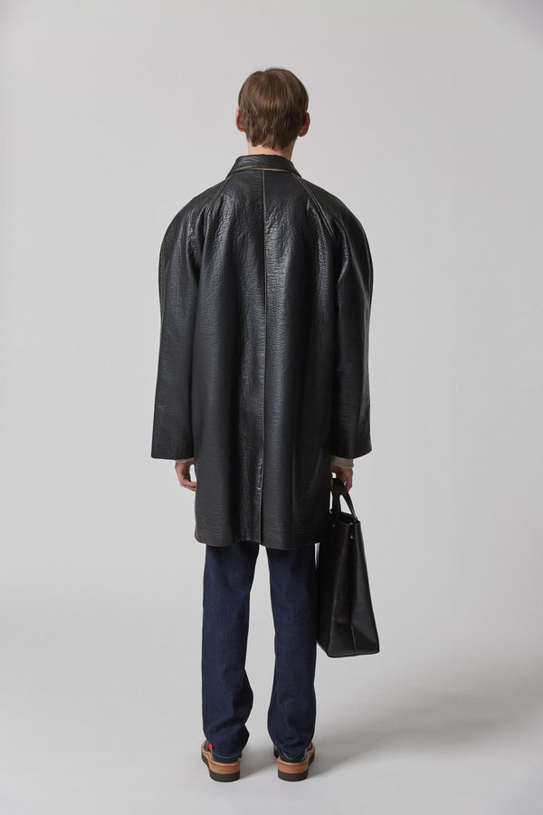 Coat Faux-Leather, Black