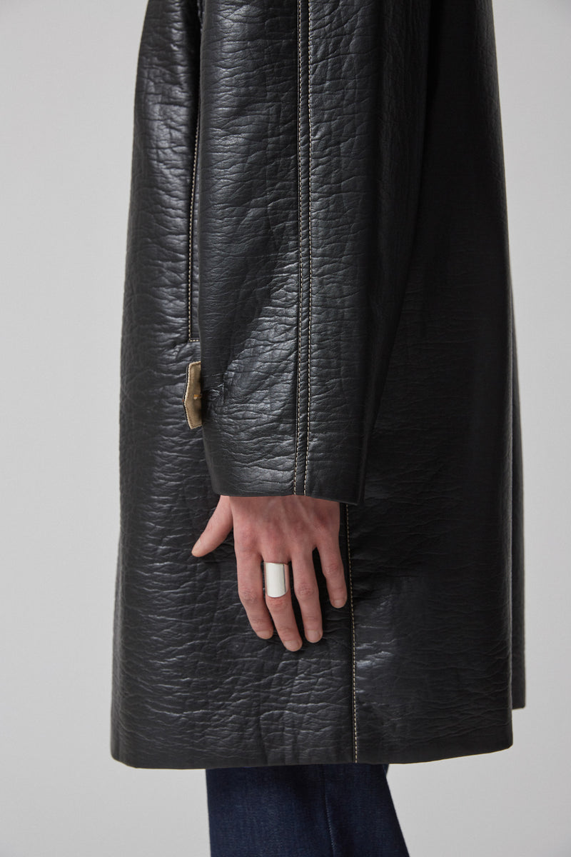 Coat Faux-Leather, Black