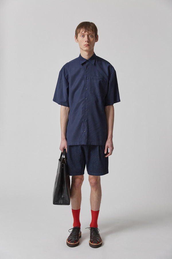 Shirt Short Sleeves Rayon, Navy