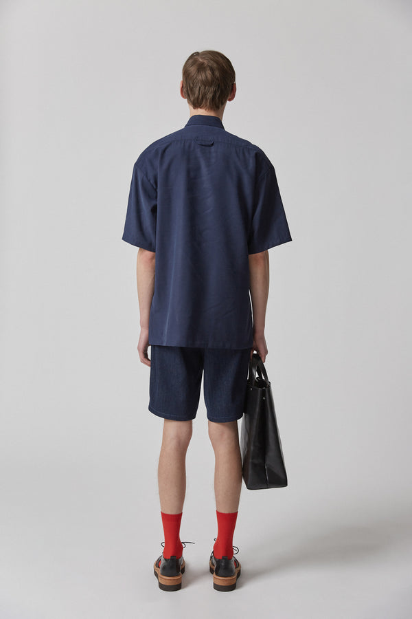 Shirt Short Sleeves Rayon, Navy
