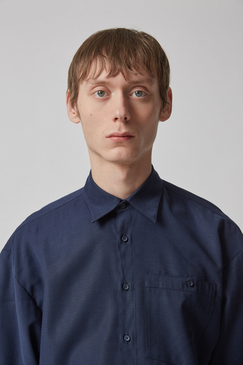 Shirt Short Sleeves Rayon, Navy